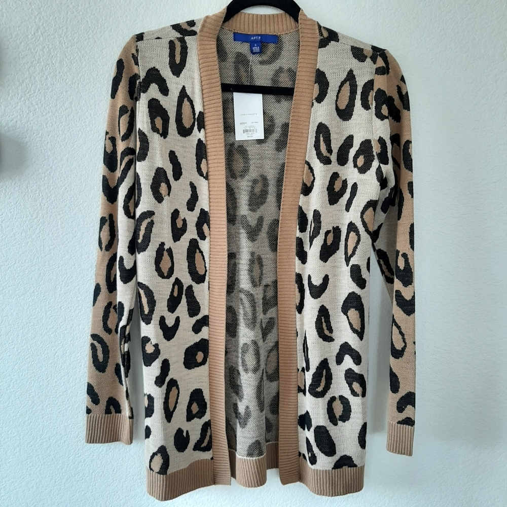 NEW Apt 9 Cheetah Print Sweater Cardigan size Small